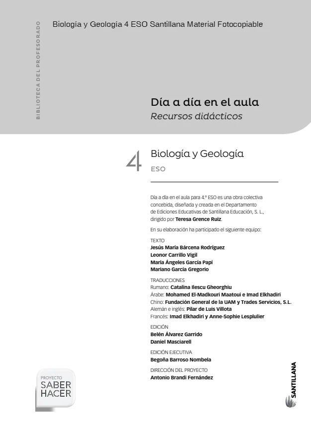 Material Fotocopiable Biologia y Geologia 4 ESO Santillana