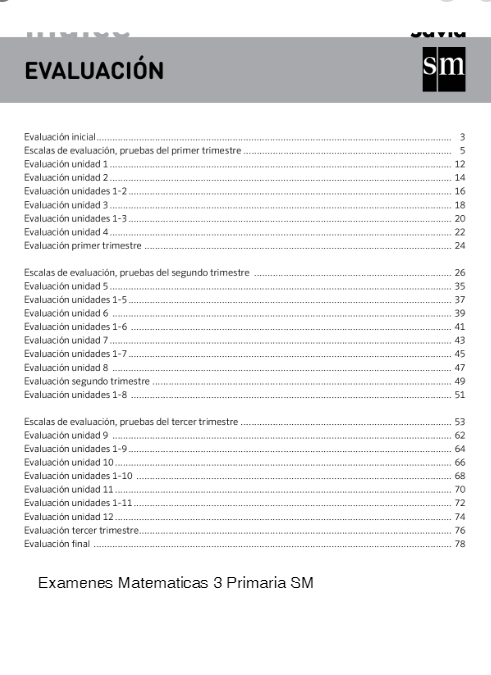 Evaluacion Matematicas 3 Primaria SM SAVIA PDF