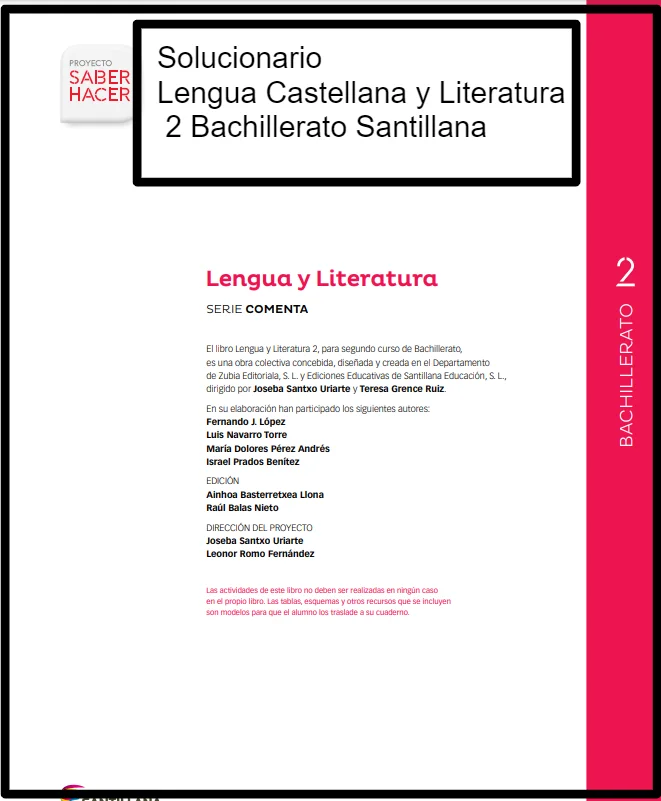 Solucionario Lengua Castellana y Literatura 2 Bachillerato Santillana