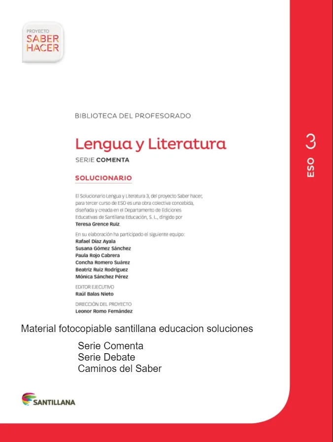 Solucionario Lengua Castellana y Literatura 3 ESO Santillana